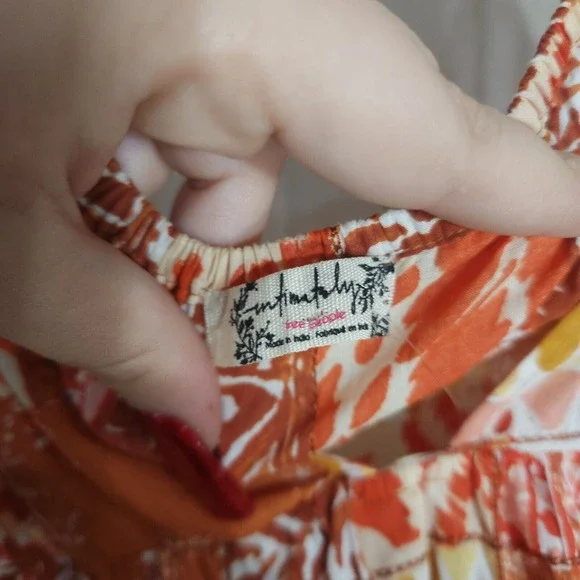 Free People Patch It Up Trapeze Slip Dress Womens S Orange Floral Sleeveless New - Picture 7 of 8